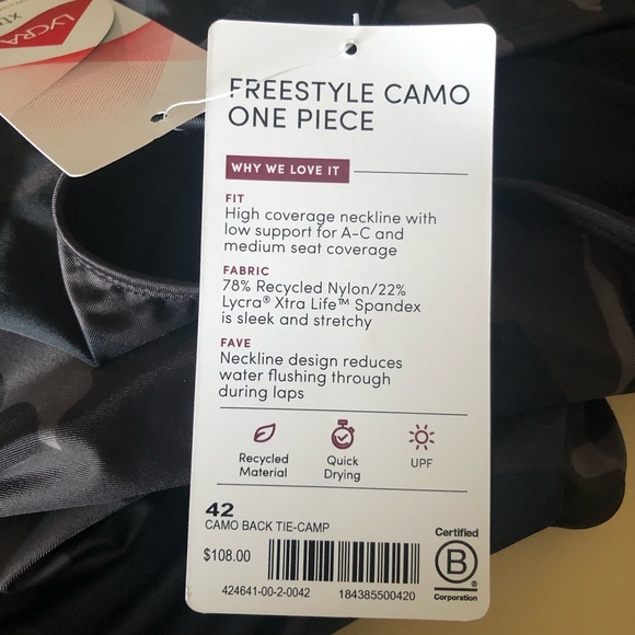 New Size 40 Athleta Freestyle Camo One Piece Bathing Suit 14 - Picture 9 of 11